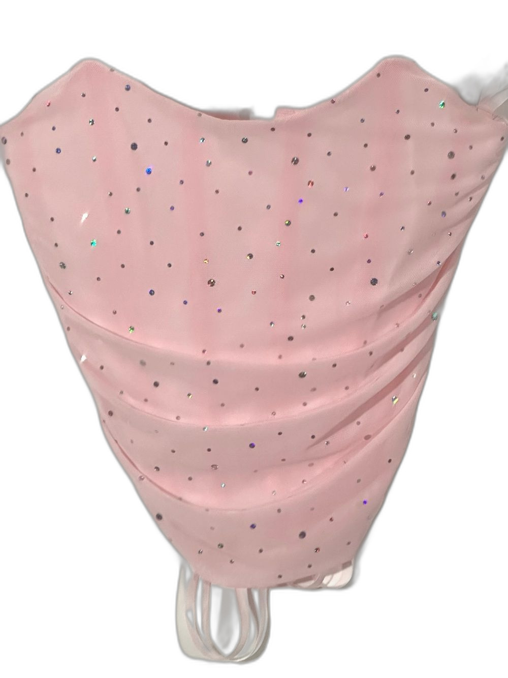 Baby Pink Rhinestone Coquette Romantic Lace Up Corset Size S